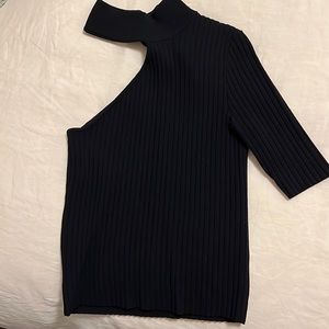 Zara Knit, one shoulder rib knit top